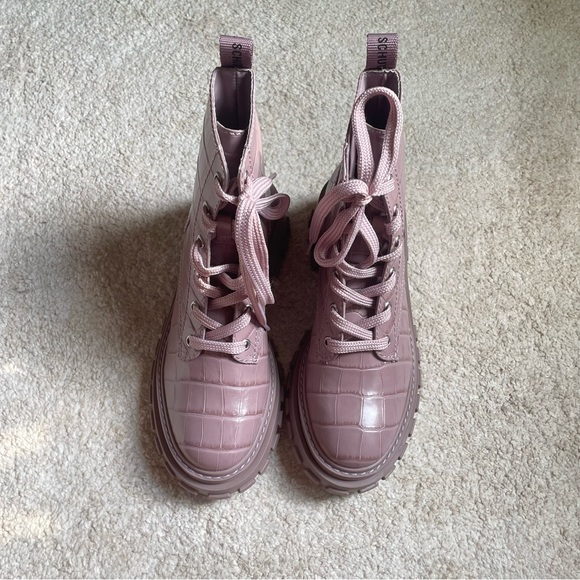 SCHUTZ lilac croc leather combat boot - Picture 2 of 5